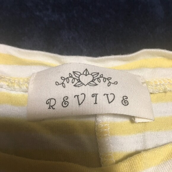 Revive t-shirt Womens Large yellow white striped cropped tee honey graphic Y2K - Picture 3 of 6